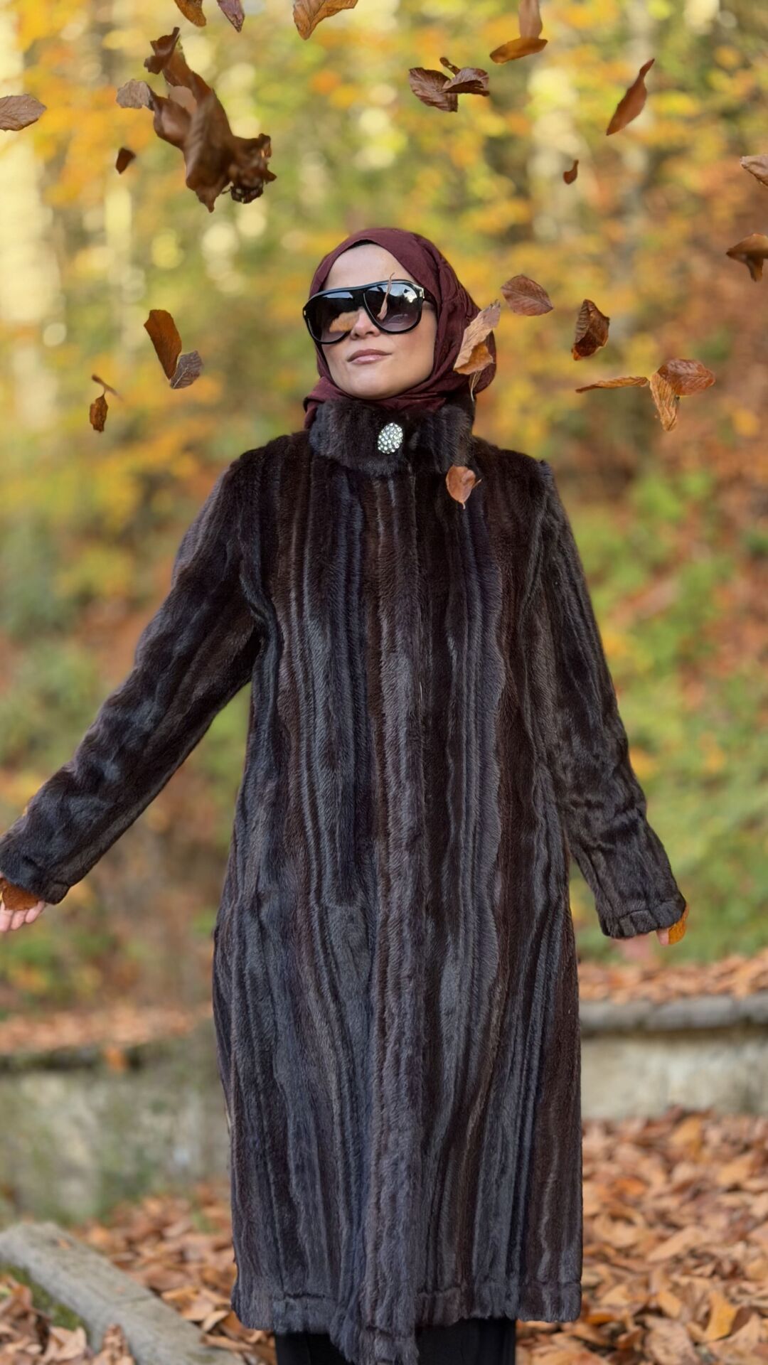 TIĞ TRİKO UZUN  HAKİM YAKA KÜRK KABAN KAHVE