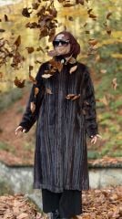 TIĞ TRİKO UZUN  HAKİM YAKA KÜRK KABAN KAHVE