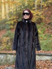 TIĞ TRİKO UZUN  HAKİM YAKA KÜRK KABAN KAHVE