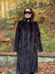 TIĞ TRİKO UZUN  HAKİM YAKA KÜRK KABAN KAHVE