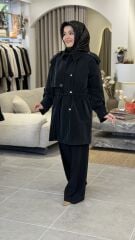 ESRA DAĞLIOĞLU TRENÇKOT SİYAH