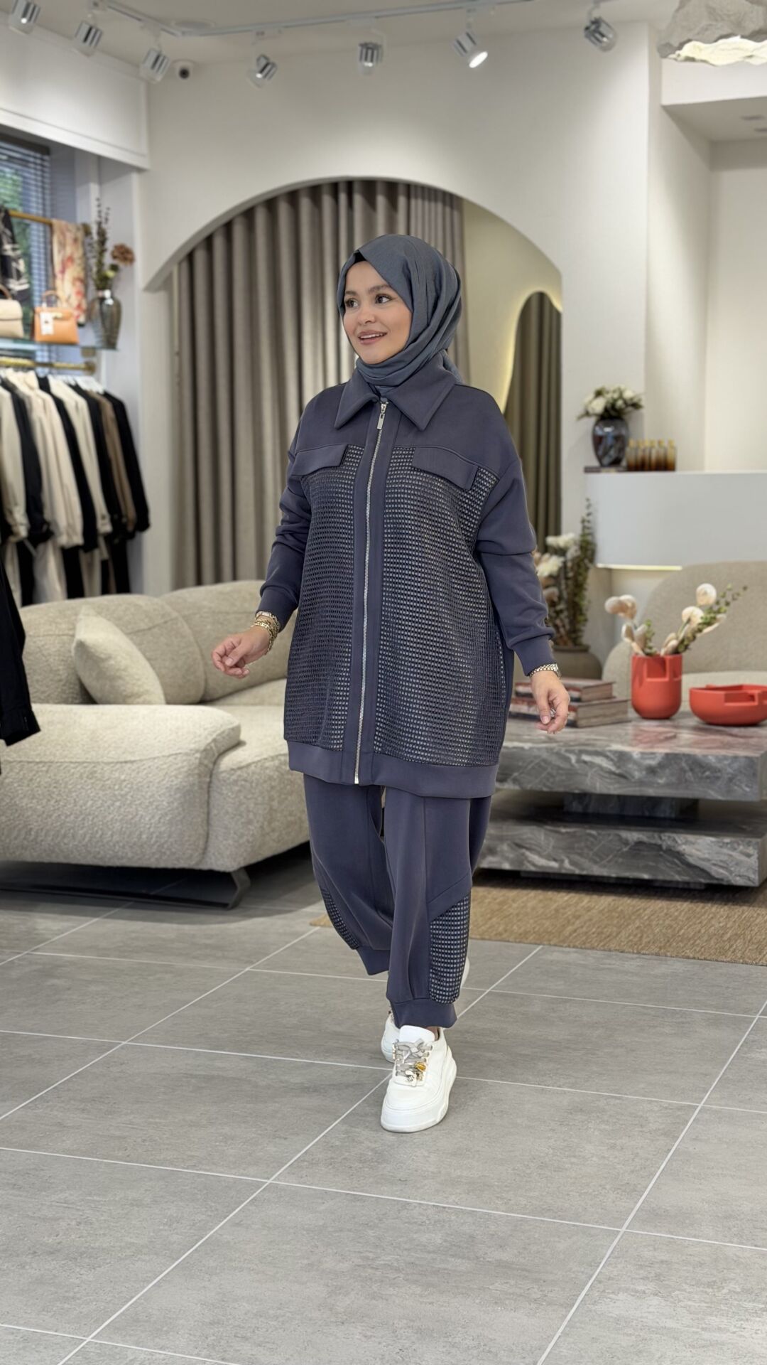 TIĞ TRİKO SCUBA FİLE TASARIMLI TAKIM ANTRASİT