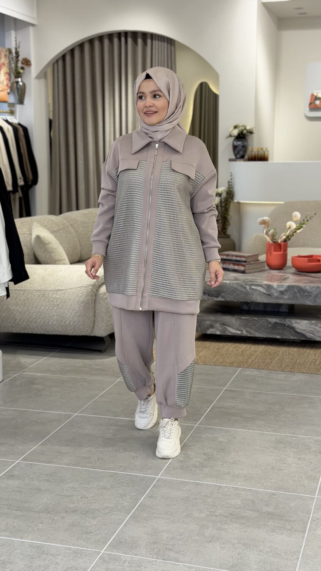 TIĞ TRİKO SCUBA FİLE TASARIMLI TAKIM ANTRASİT VİZON