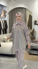 TIĞ TRİKO SCUBA FİLE TASARIMLI TAKIM ANTRASİT VİZON