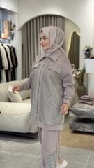 TIĞ TRİKO SCUBA FİLE TASARIMLI TAKIM ANTRASİT VİZON