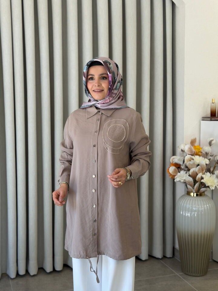 KADO TENCEL İŞLEME DETAYLI GÖMLEK VİZON