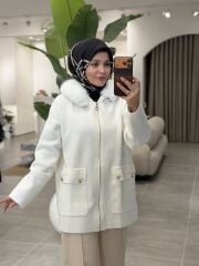 TIĞ TRİKO YAKASI KÜRKLÜ HIRKA EKRU