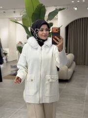 TIĞ TRİKO YAKASI KÜRKLÜ HIRKA EKRU