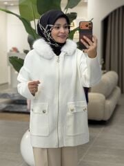 TIĞ TRİKO YAKASI KÜRKLÜ HIRKA EKRU