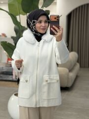 TIĞ TRİKO YAKASI KÜRKLÜ HIRKA EKRU