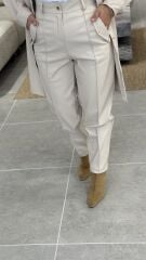 ŞARDONLU DERİ PANTOLON TAŞ