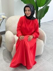 İTHAL KREP ELBİSE MERCAN