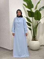 İTHAL KREP ELBİSE BEBE MAVİ