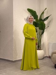 İTHAL KREP ELBİSE YAĞ YEŞİLİ