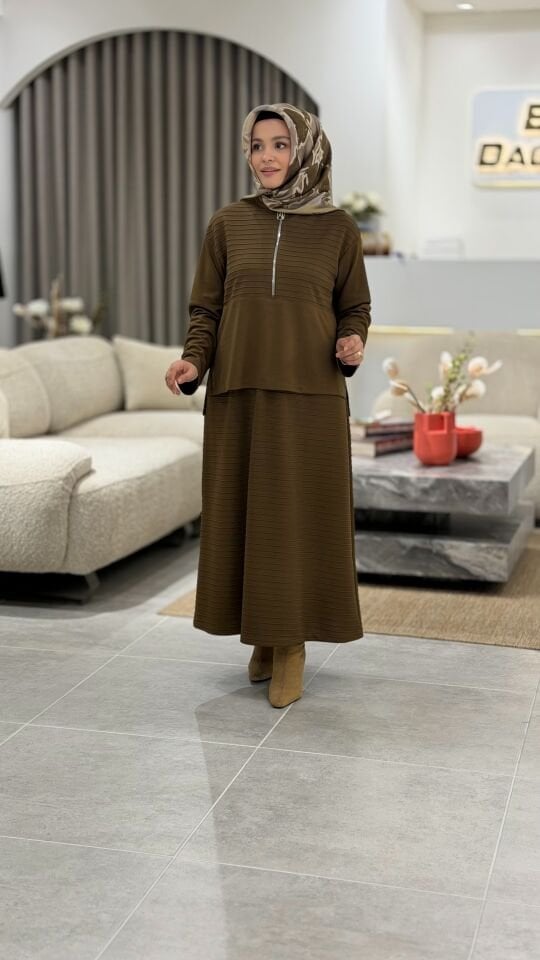 ARMİNE TREND ETEKLİ TAKIM YAĞ YEŞİLİ