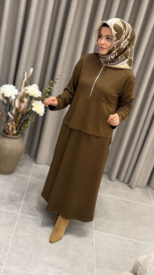 ARMİNE TREND ETEKLİ TAKIM YAĞ YEŞİLİ