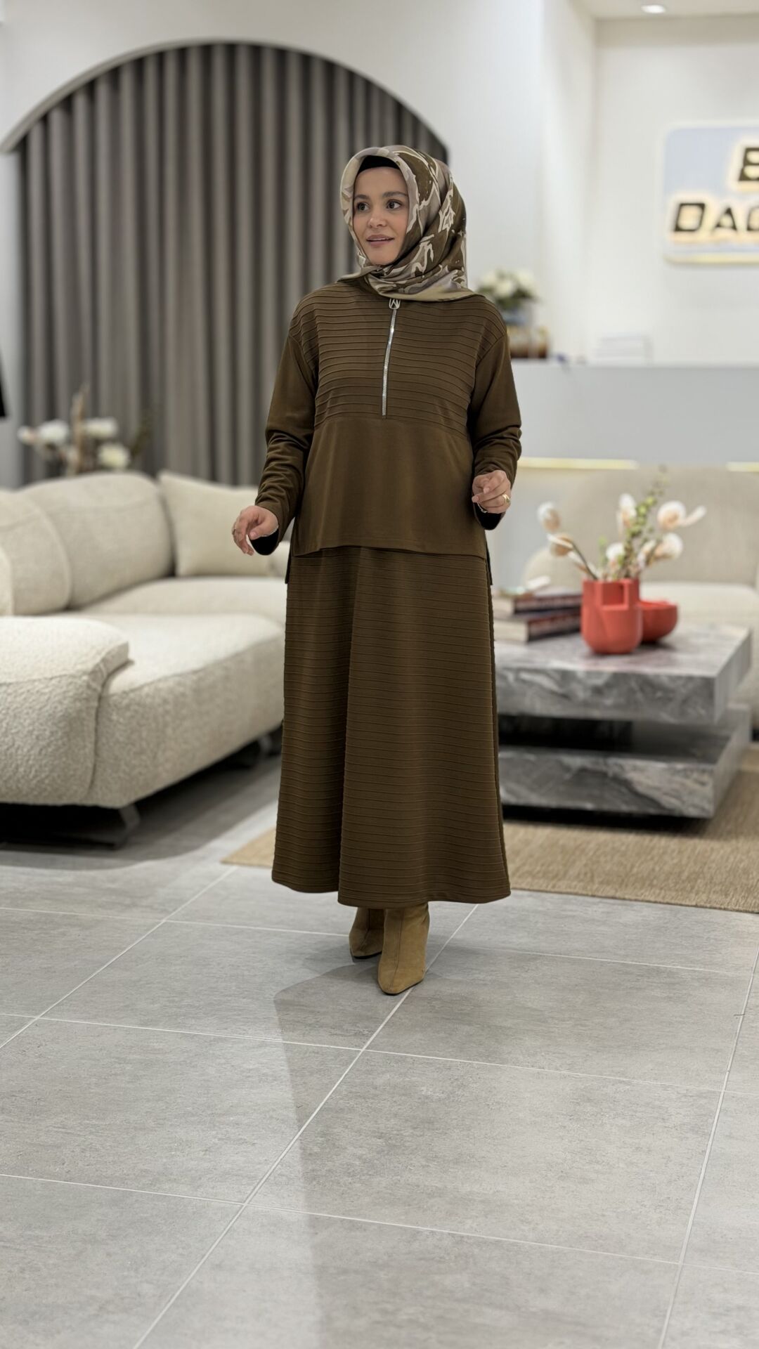 ARMİNE TREND ETEKLİ TAKIM YAĞ YEŞİLİ