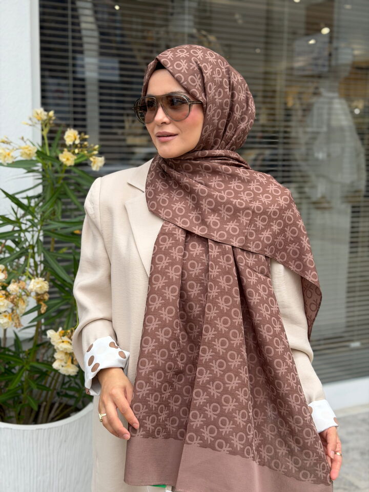 BENETTON ELEGANTE UNO ŞAL KOYU KAHVE