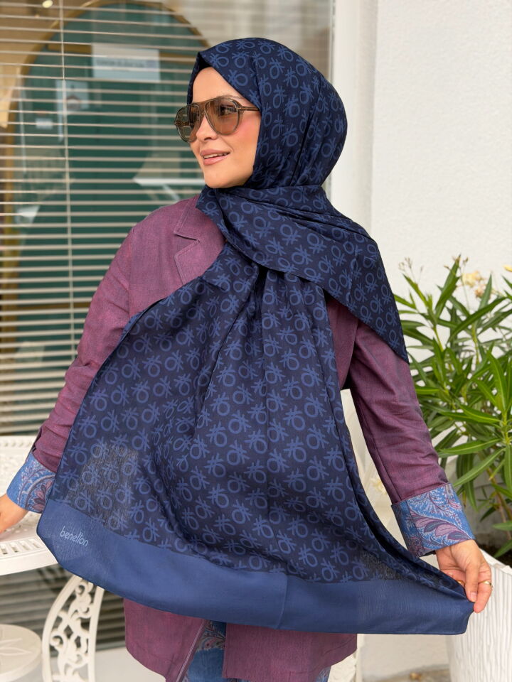 BENETTON ELEGANTE UNO ŞAL LACİVERT