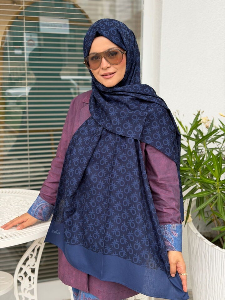 BENETTON ELEGANTE UNO ŞAL LACİVERT