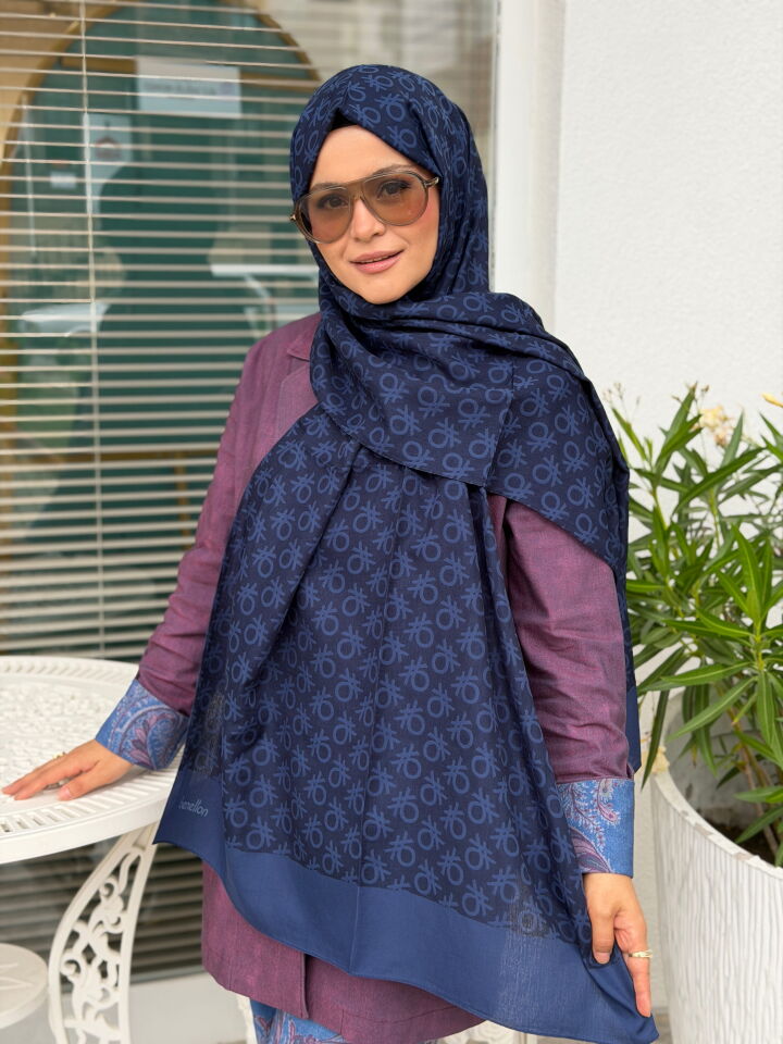 BENETTON ELEGANTE UNO ŞAL LACİVERT