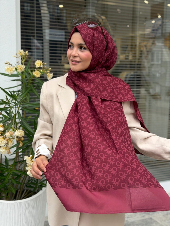 BENETTON ELEGANTE UNO ŞAL KOYU BORDO