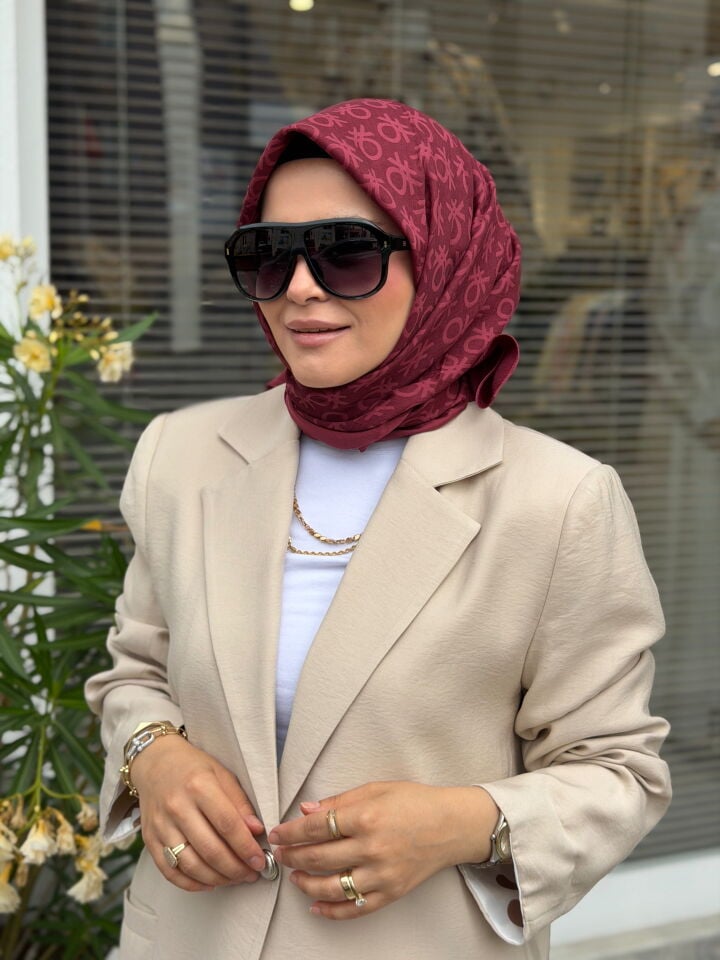 BENETTON ELEGANTE UNO EŞARP KOYU BORDO
