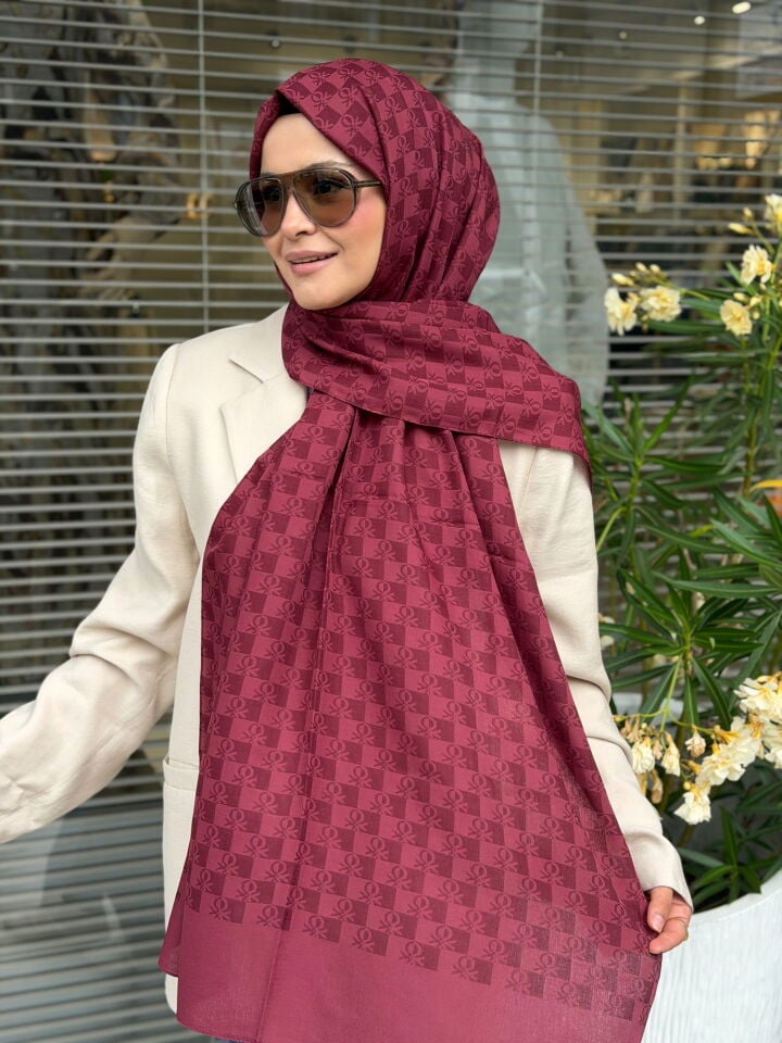 BENETTON ELEGANTE TRE ŞAL KOYU BORDO