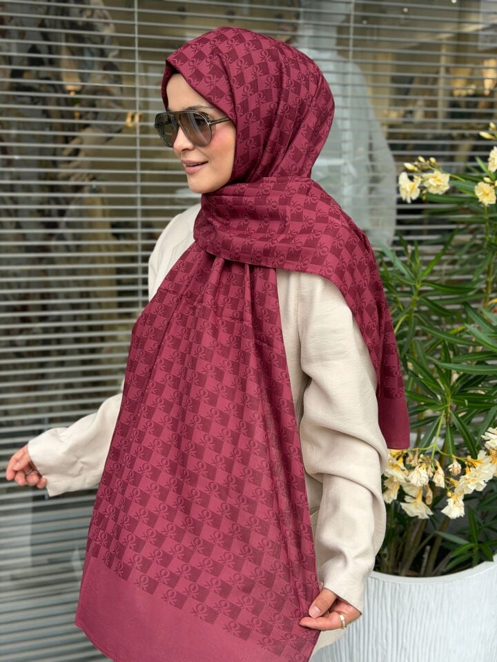 BENETTON ELEGANTE TRE ŞAL KOYU BORDO