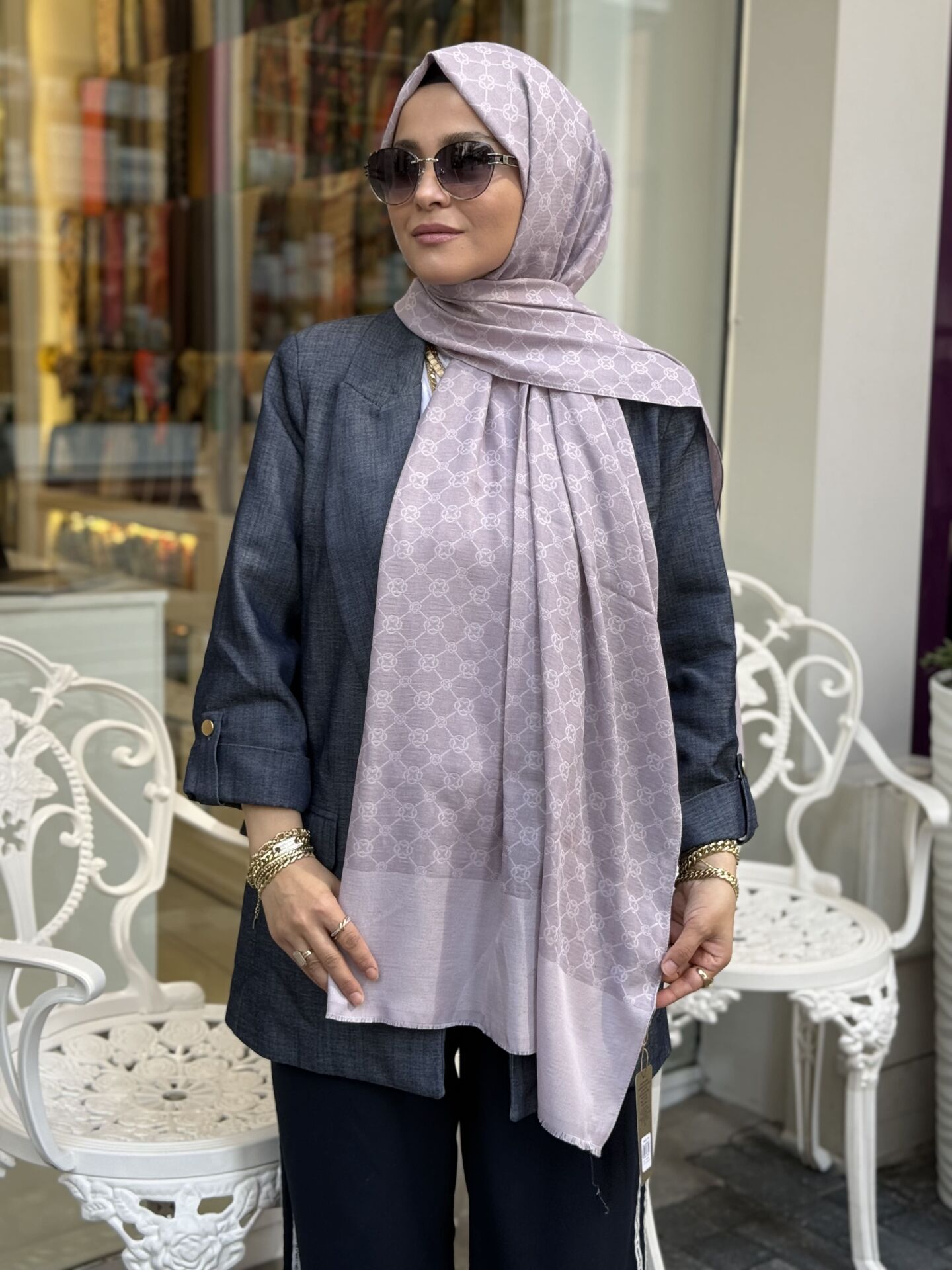 AKER ELEGANCE MONOGRAM ŞAL