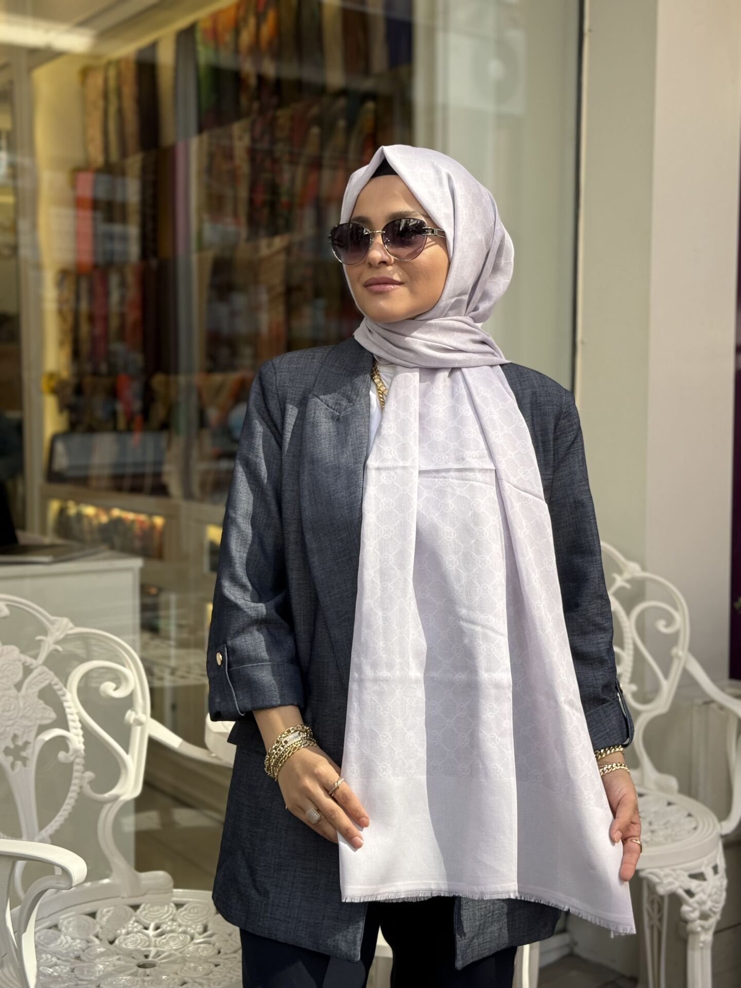 AKER ELEGANCE MONOGRAM ŞAL