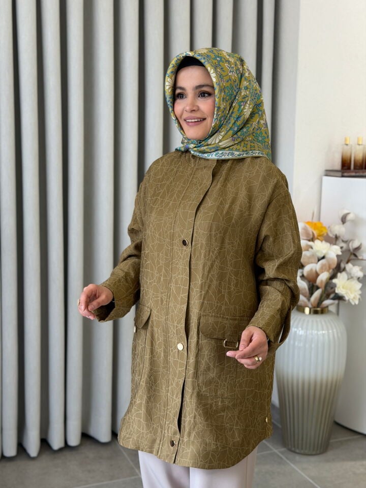 ARMİNE TREND DESENLİ CEKET YAĞ YEŞİLİ