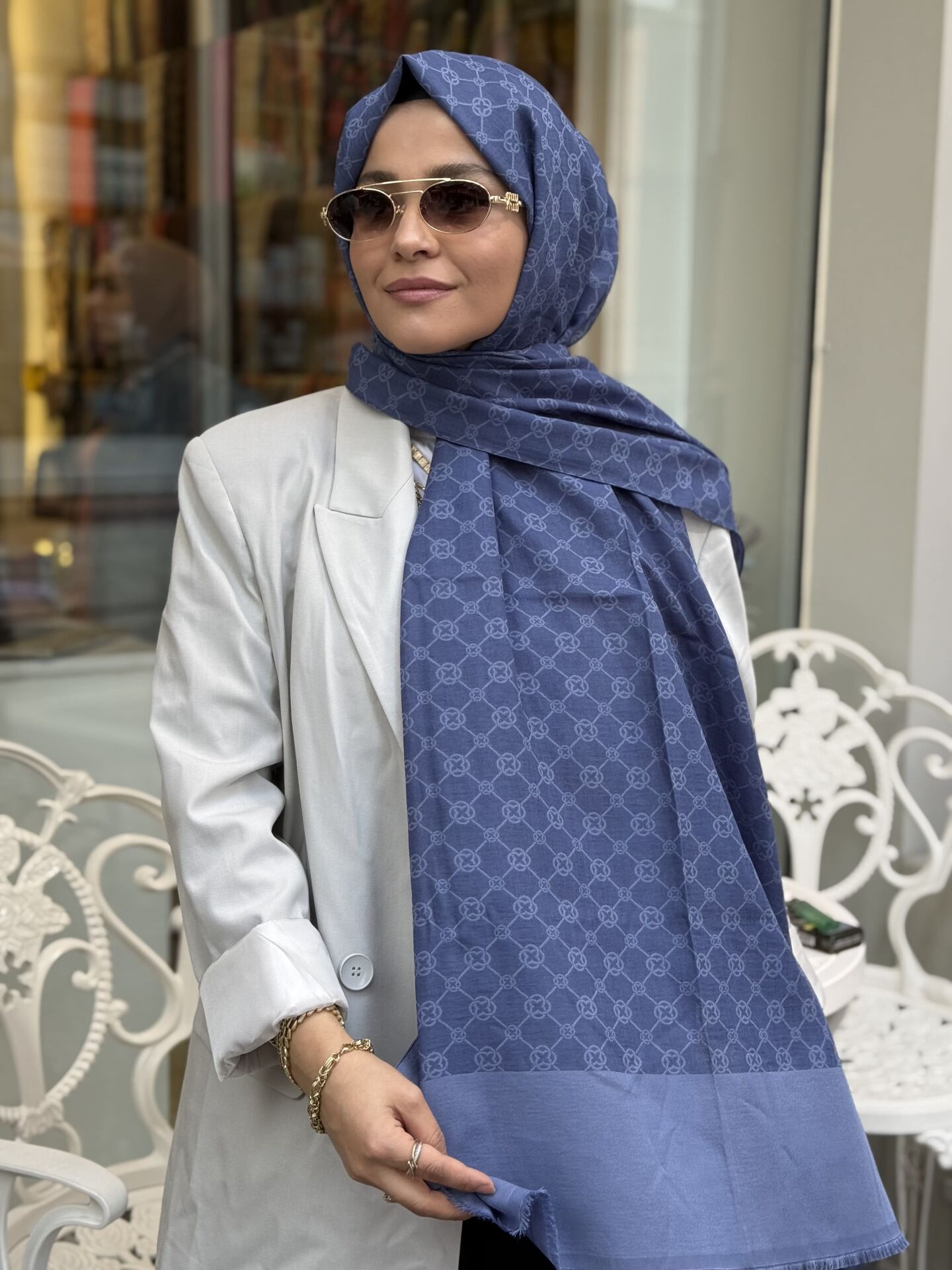 AKER ELEGANCE MONOGRAM ŞAL