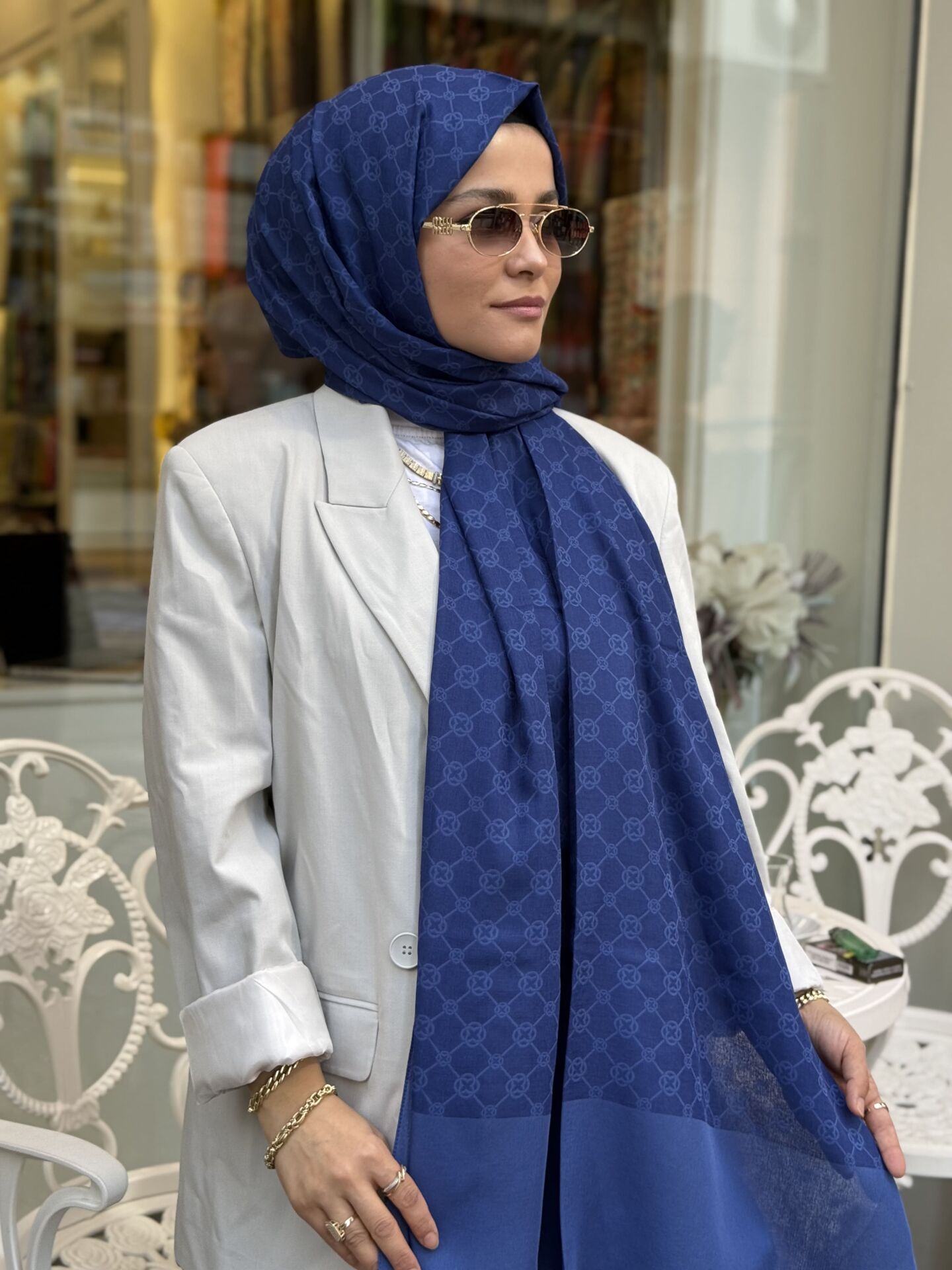 AKER ELEGANCE MONOGRAM ŞAL