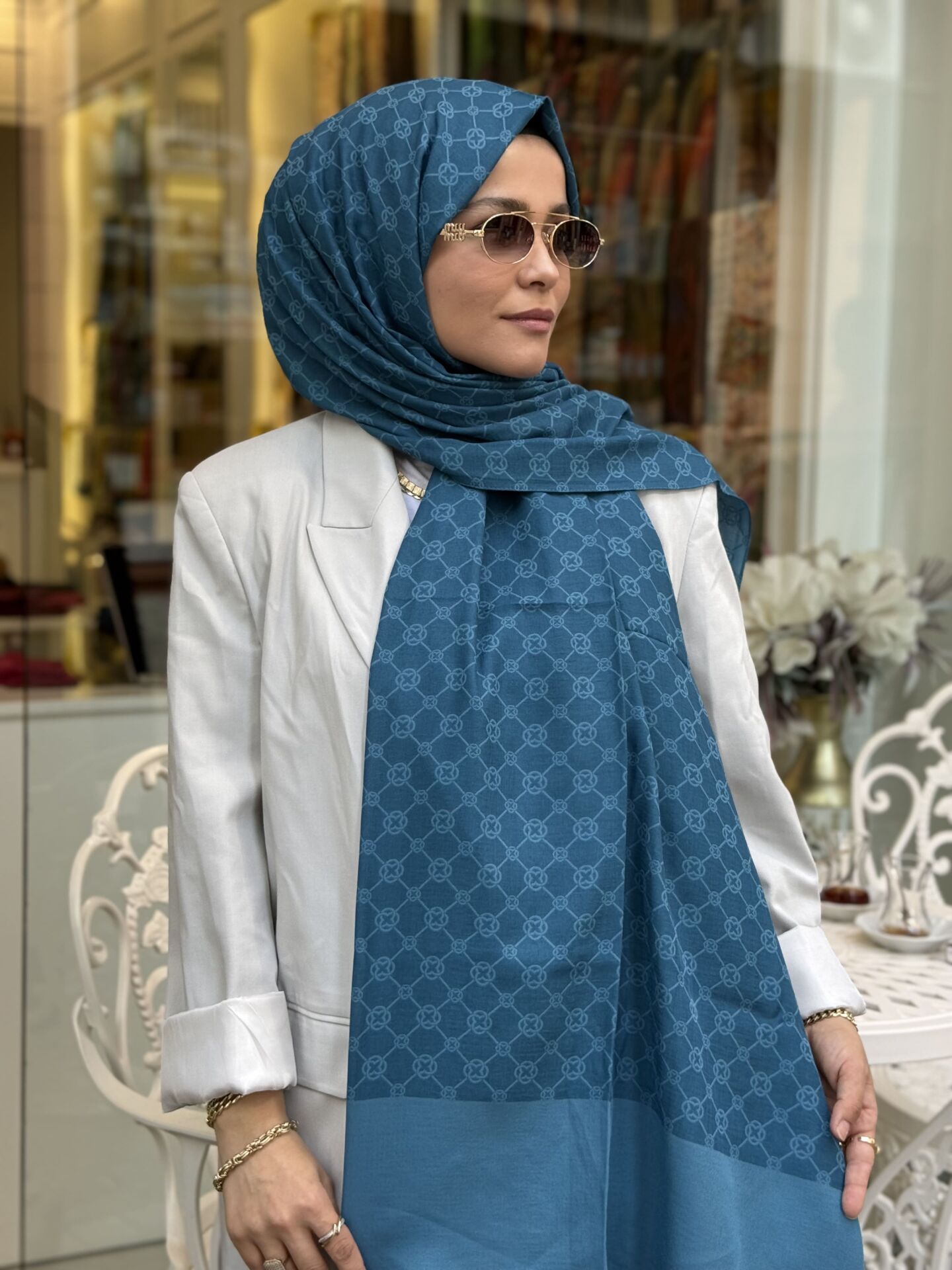 AKER ELEGANCE MONOGRAM ŞAL