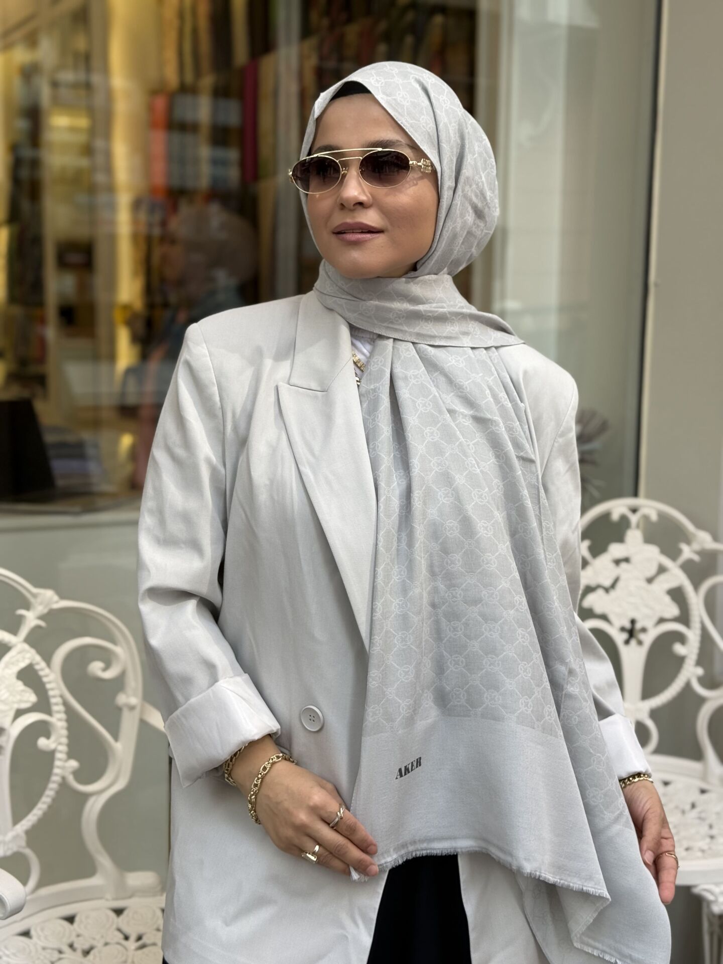 AKER ELEGANCE MONOGRAM ŞAL