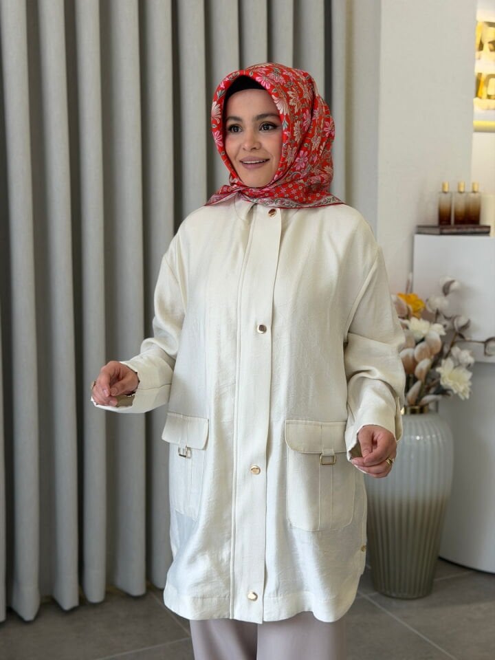 ARMİNE TREND DESENLİ CEKET EKRU