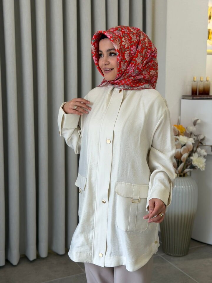 ARMİNE TREND DESENLİ CEKET EKRU