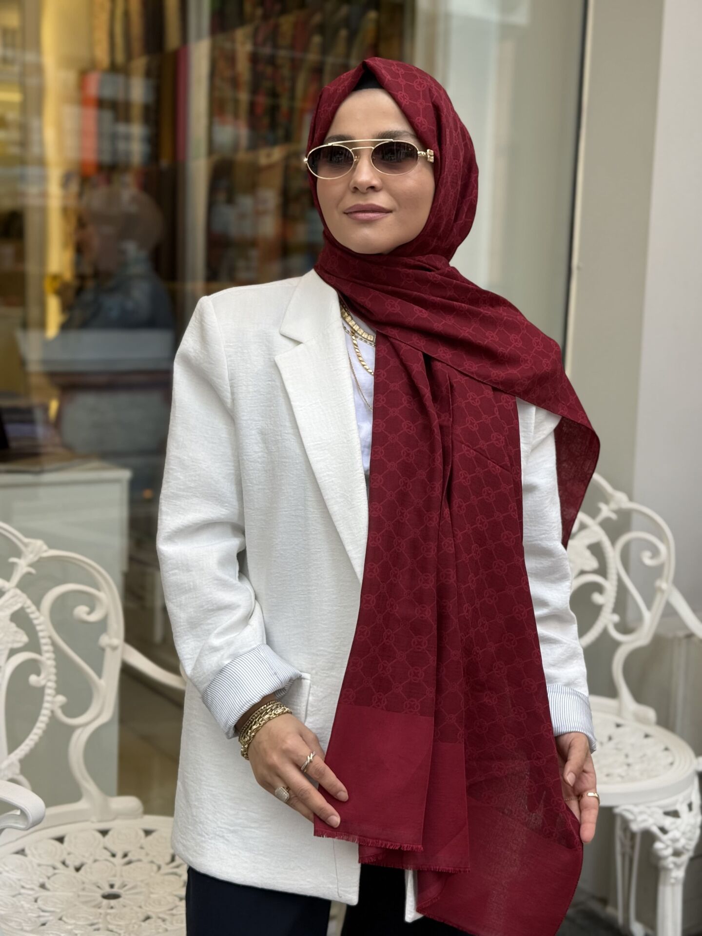 AKER ELEGANCE MONOGRAM ŞAL