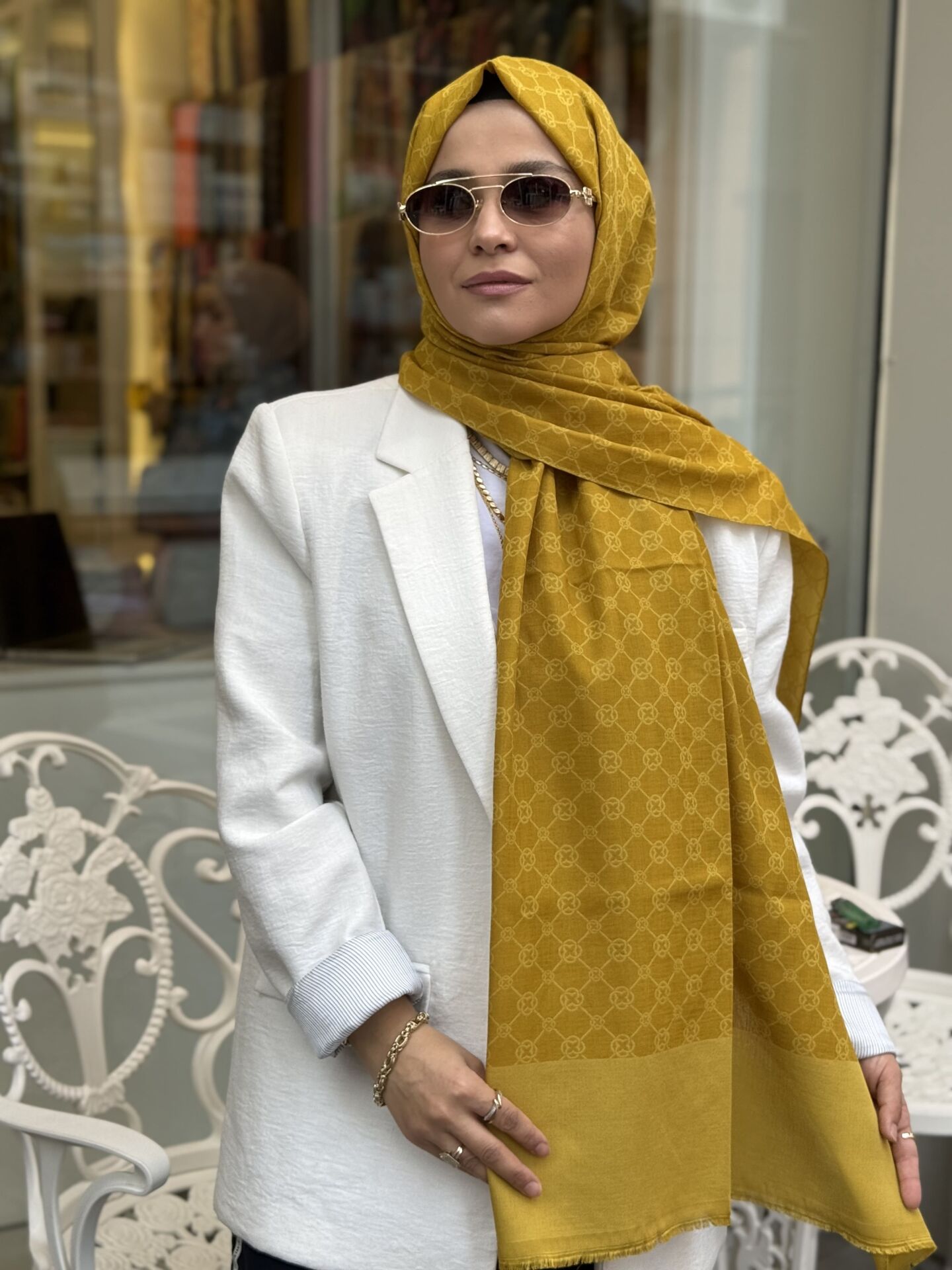 AKER ELEGANCE MONOGRAM ŞAL