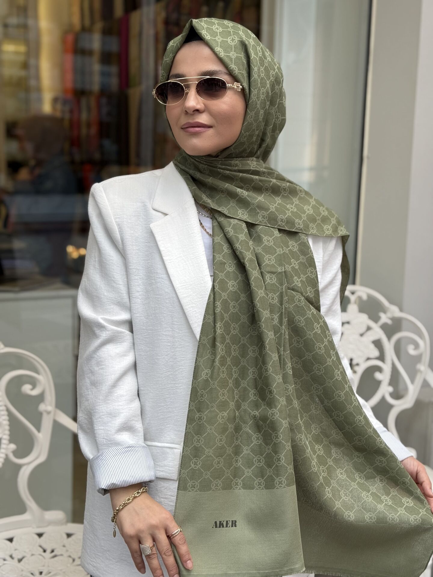 AKER ELEGANCE MONOGRAM ŞAL