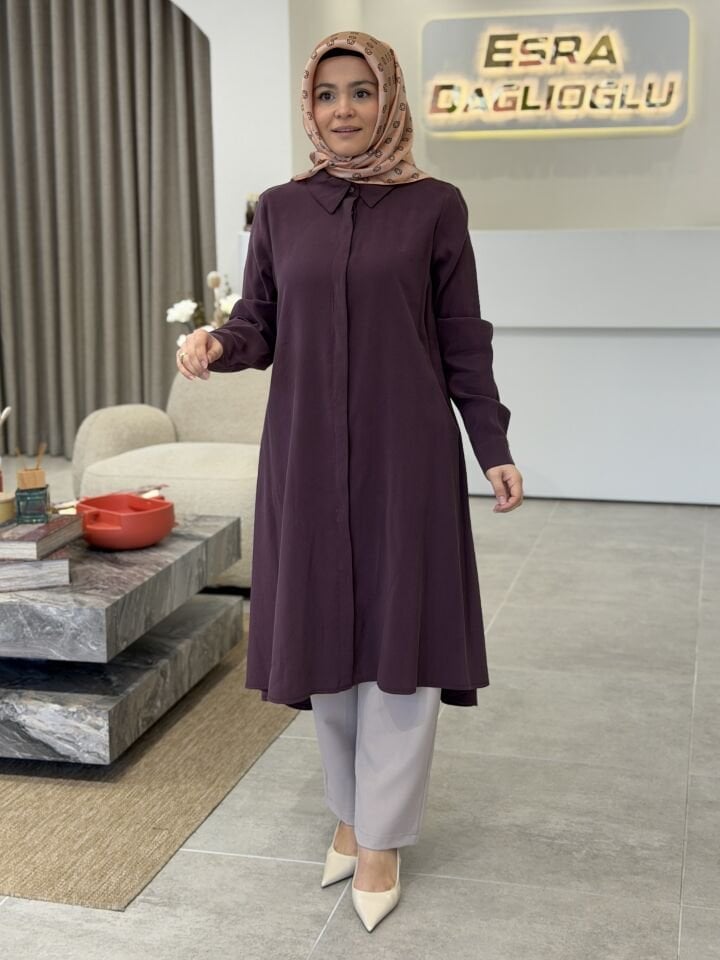 ARMİNE TREND TENCEL GÖMLEK BORDO