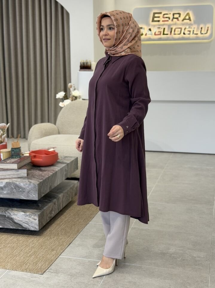 ARMİNE TREND TENCEL GÖMLEK BORDO