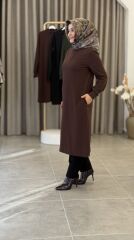 ARMİNE TREND TAM BOY  CEPLİ TUNİK KAHVE