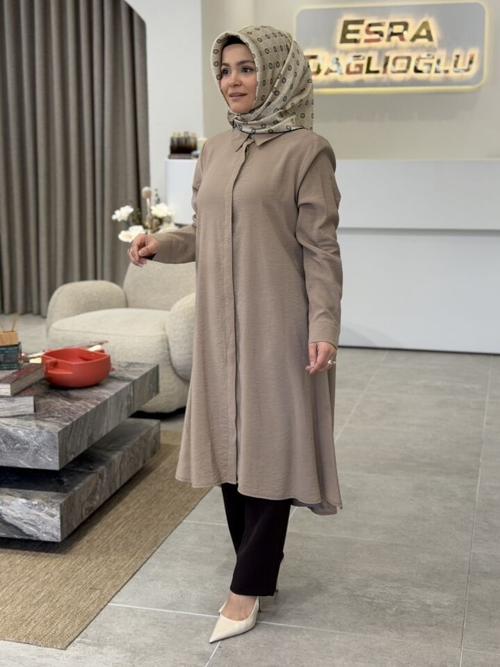 ARMİNE TREND TENCEL GÖMLEK VİZON