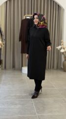 ARMİNE TREND TAM BOY  CEPLİ TUNİK SİYAH