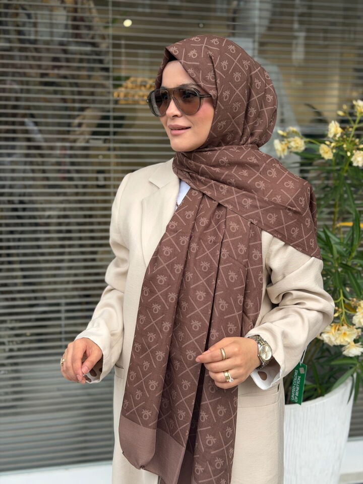 BENETTON ELEGANTE DOS ŞAL KOYU KAHVE